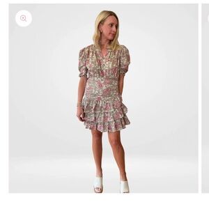 NWOT Anna Cate grey and pink floral dress XS